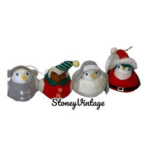 Featherly Friends 4pc Christmas Tree Ornament Set, NWT
